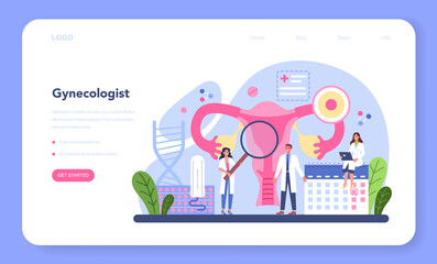 Gynecologist web banner or landing page. Women health doctor