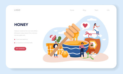 Hiver or beekeeper web banner or landing page. Professional farmer