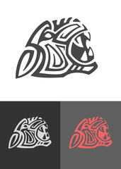 Vector illustration or drawing of a tribal jaguar face © bernardojbp
