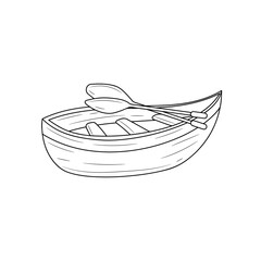 Canoes boats vector illustration, simple hand drawn Wood Boats sketching Icon