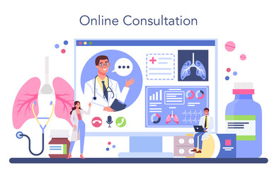 Pulmonologist online service or platform. Idea of health