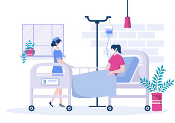 Doctor or Nurse in Face Mask Helping with an Patient, The Nurse Pushes the Wheelchair with Disabled Man. Concentration of Medical Personnel