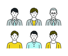 男性のアバターアイコンセット