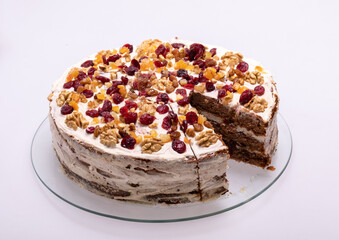 gingerbread cake sprinkled with dried fruits