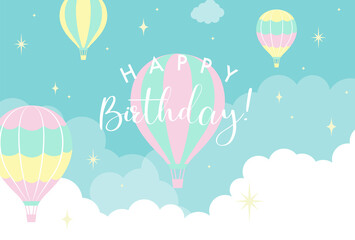 Obraz premium vector background with hot-air balloons in the sky for banners, cards, flyers, social media wallpapers, etc.