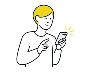 スマートフォンを使用する男性