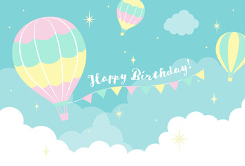 vector background with hot-air balloons in the sky for banners, cards, flyers, social media wallpapers, etc.