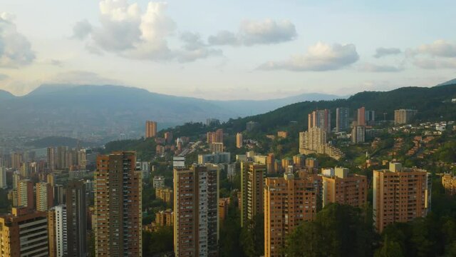 Aerial Hyperlapse in El Poblado Neighborhood of Medellin on Clear Day