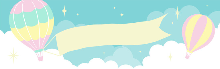 vector background with hot-air balloons in the sky for banners, cards, flyers, social media wallpapers, etc.