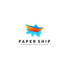 colorful paper ship logo design