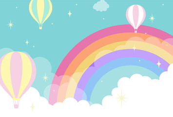 vector background with hot-air balloons in the sky for banners, cards, flyers, social media wallpapers, etc.