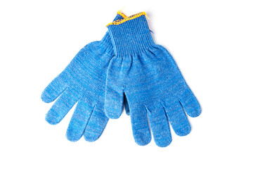 Blue working gloves isolated on a white background.