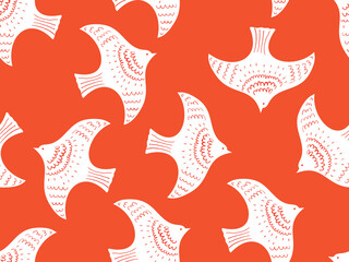 Set of seamless bird and flower patterns