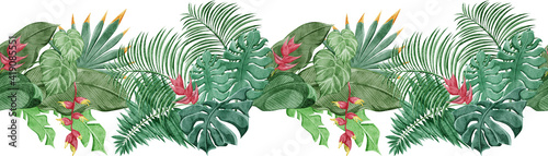 トロピカル南国風植物連続ラインパターン Wall Mural Ko Hamari トロピカル南国風植物連続ラインパターン Wall Mural Ko Hamari