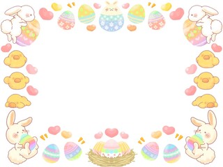 うさぎとヒヨコのイースターエッグフレーム