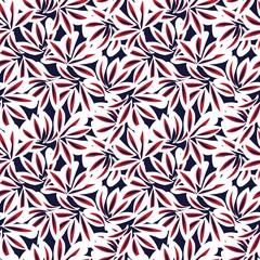 Red Tropical Botanical Floral Seamless Pattern Background