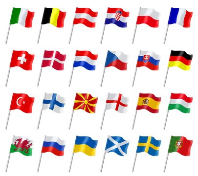 Drapeaux des pays européens participant à la coupe 2021