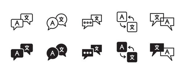 Language translation icon set. Vector graphic illustration. Suitable for website design, logo, app, template, and ui. 