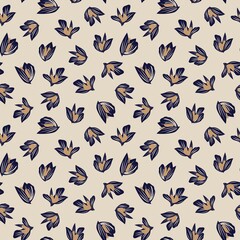 Obraz na płótnie Canvas Brown Taupe Botanical Floral Seamless Pattern Background