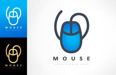 Computer mouse logo vector. Internet technology design.