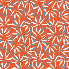 Orange Botanical Floral Seamless Pattern Background