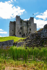 Fototapeta premium A panoramic view of Trim castle in County Meath on the River Boyne, Ireland. It is the largest Anglo-Norman Castle in Ireland