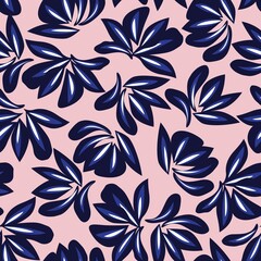 Pink Navy Botanical Floral Seamless Pattern Background