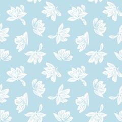 Sky blue Botanical Floral Seamless Pattern Background