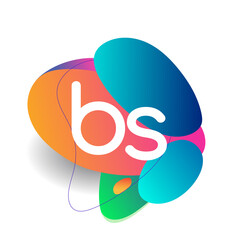 Letter BS logo with colorful splash background, letter combination logo design for creative industry, web, business and company.