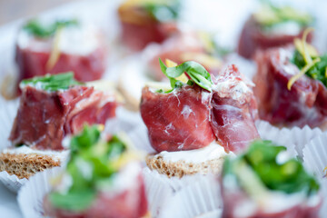 Different types of finger food for appetizer.