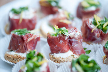 Different types of finger food for appetizer.