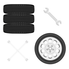 A stack of car tires