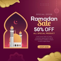 Ramadan sale banner discount template design for business promotion. Ramadan kareem islamic holy month