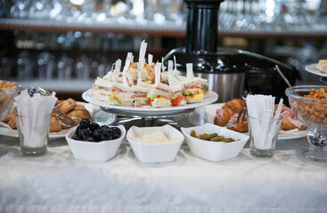 Different types of finger food for appetizer.