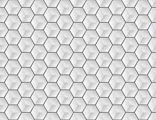 Vector hexagon geometric seamless 3D white texture.