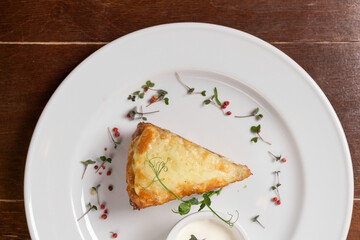 pancake cake with chicken and mushrooms