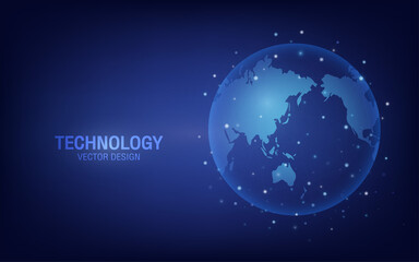 Global technology background with poly network diagram.