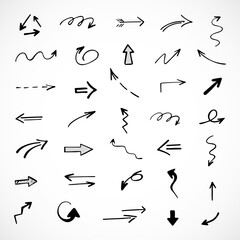 Vector set of hand-drawn arrows, elements for presentation