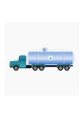 Editable Isolated Side View Water Truck for Artwork Element of Water Day or Environmental and Transportation Related Design