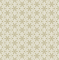 Seamless traditional Japanese ornament Kumiko.Golden color lines.