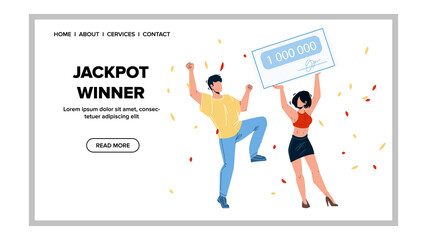 Jackpot Winner Man And Woman Celebrating Vector