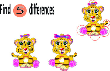 tiger girl find the differences
