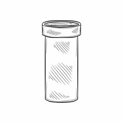 Cute hand drawn medical bottle for mixture or vitamins or other. Vector illustration 
