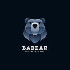 Vector Logo Illustration Bear Gradient Colorful Style.