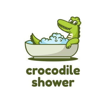 Vector Logo Illustration Crocodile Simple Mascot Style.