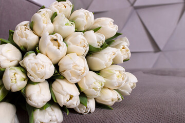 congratulations with flowers, white tulips