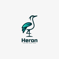 Vector Logo Illustration Heron Gradient Line Art Style.
