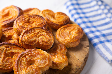Homemade Palmeritas de Hojaldre with sugar