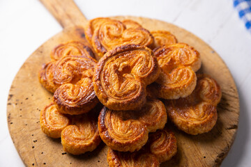 Homemade Palmeritas de Hojaldre with sugar