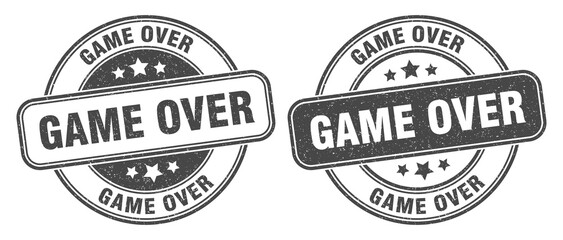 game over stamp. game over label. round grunge sign